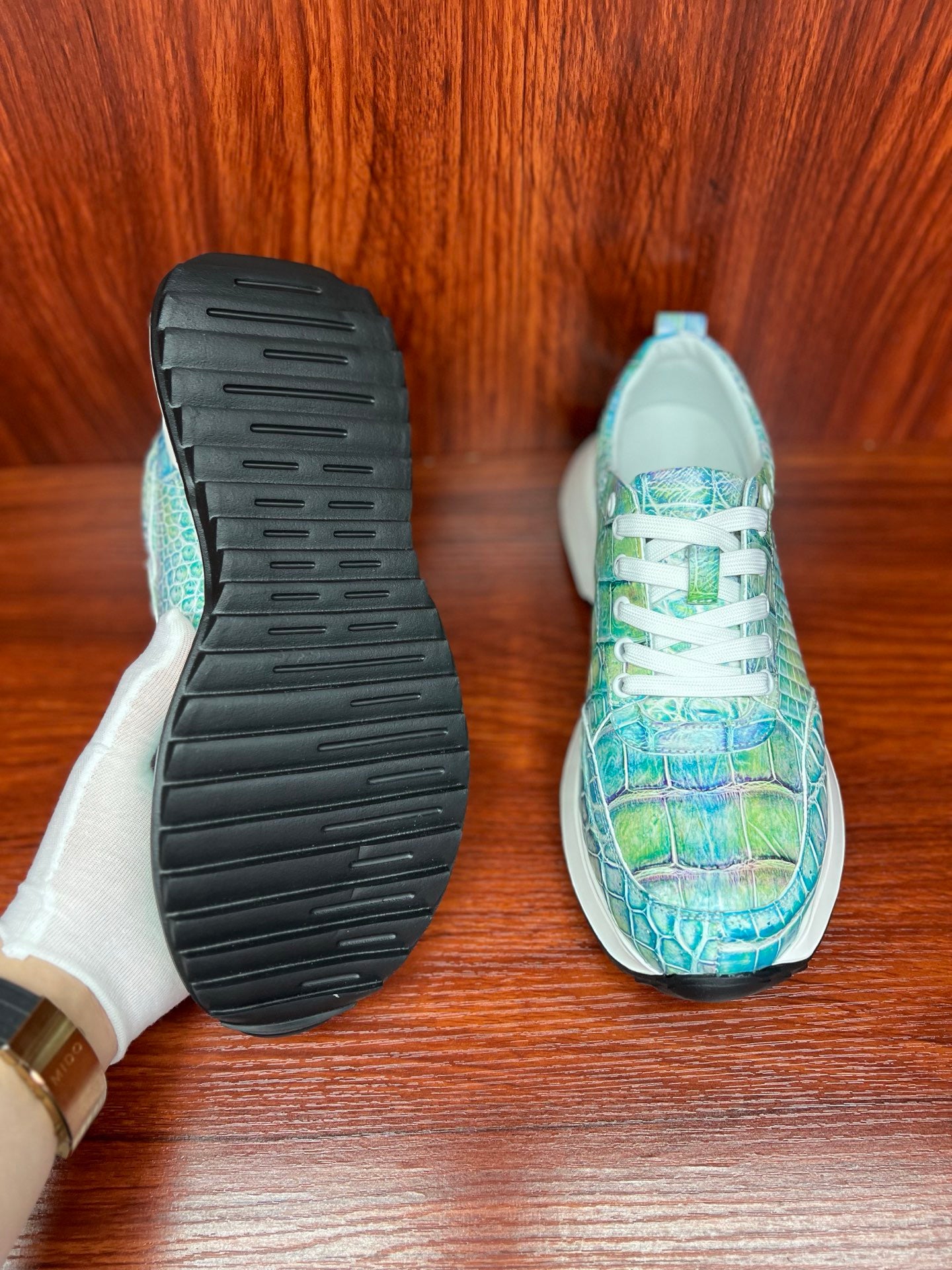 Shoes made of genuine crocodile skin