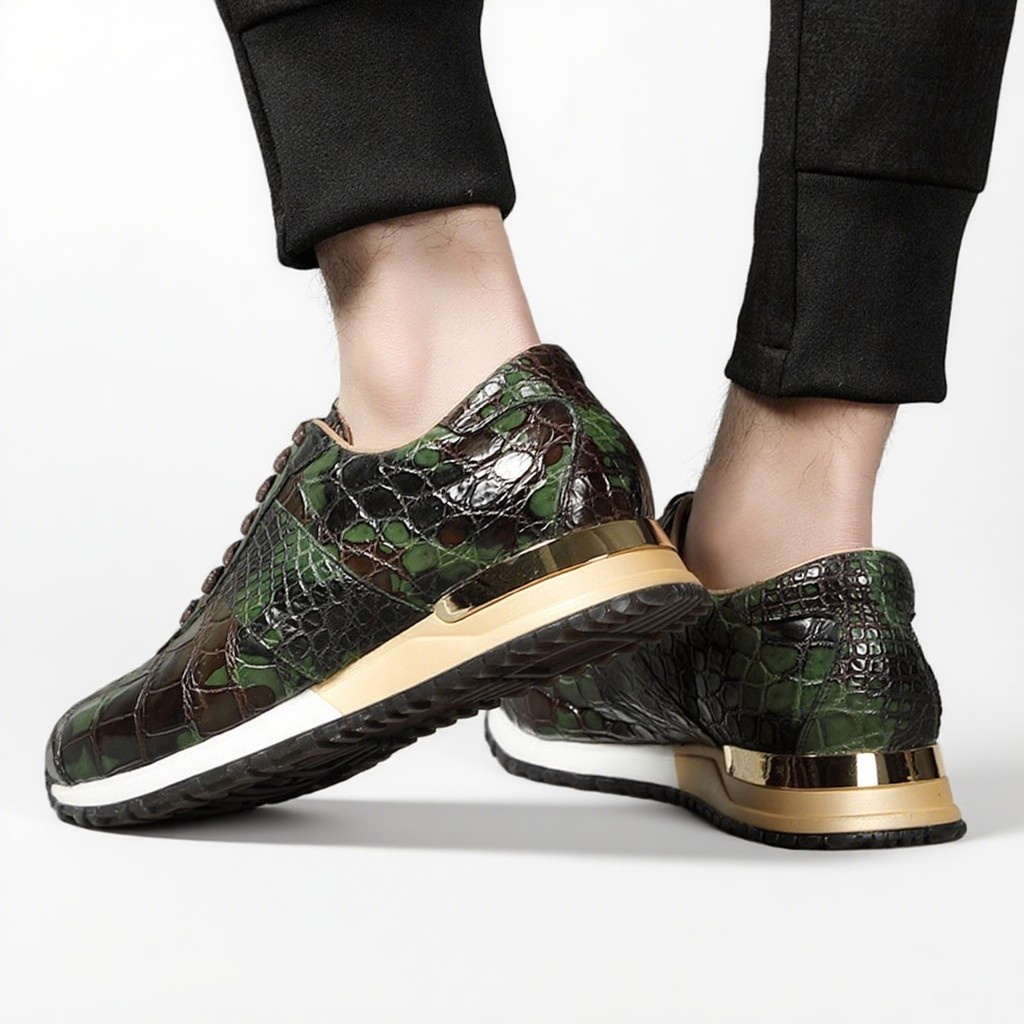 Camouflage crocodile belly fashion men's shoes