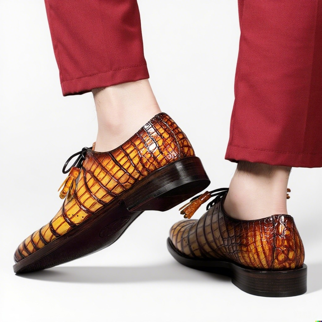 Handmade Goodyear crocodile leather lace-up shoes
