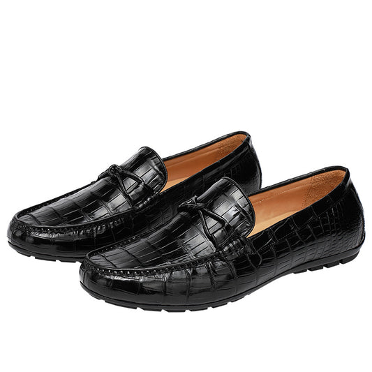 High-end Crocodile Leather Lazy Slip-on Casual Shoes