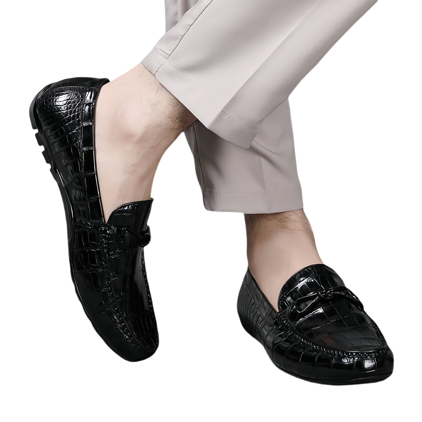 High-end Crocodile Leather Lazy Slip-on Casual Shoes