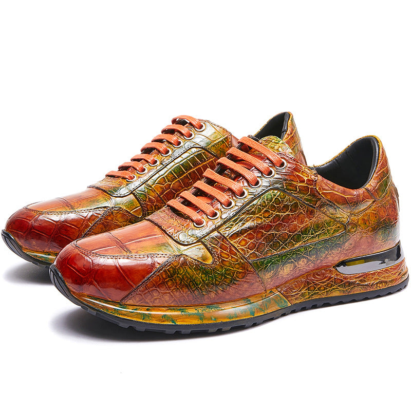 Nile crocodile leather pure hand-brushed sports shoes