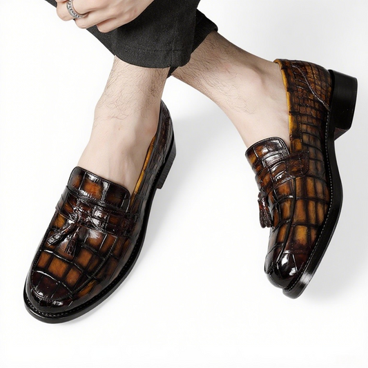 crocodile belly fashion men's shoes ultra-light casual men's leather shoes