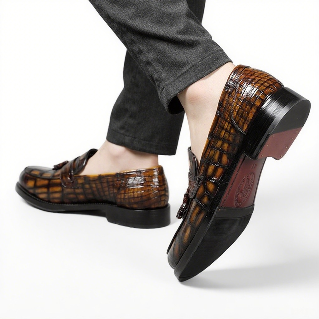 crocodile belly fashion men's shoes ultra-light casual men's leather shoes