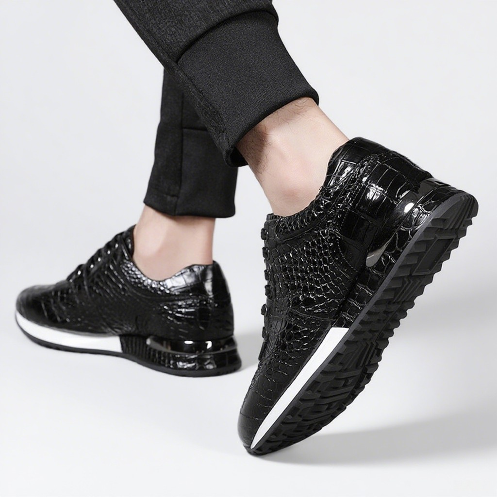 Retro crocodile belly shoes men's shoes lace-up casual shoes
