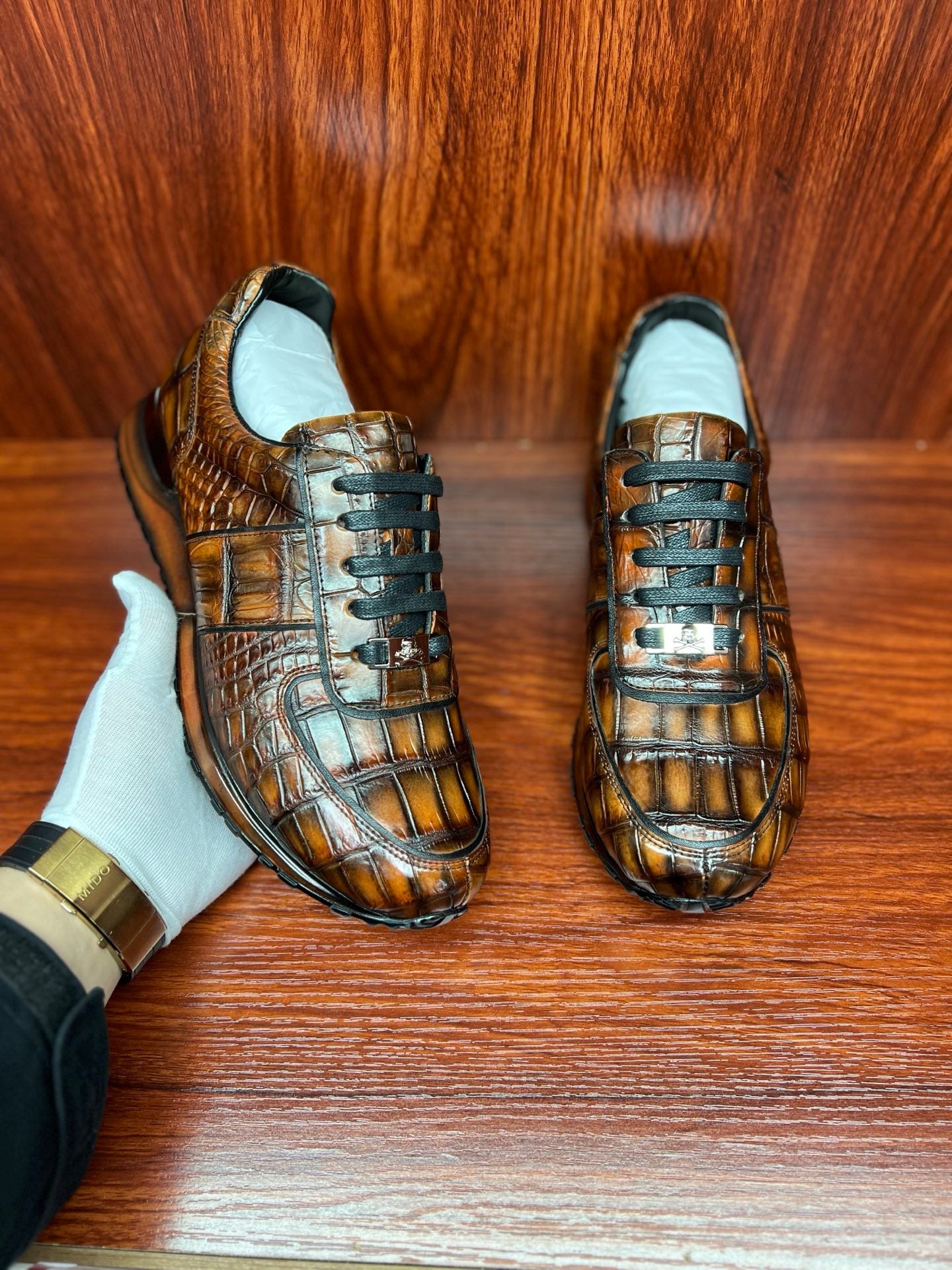 Shoes made of genuine crocodile skin