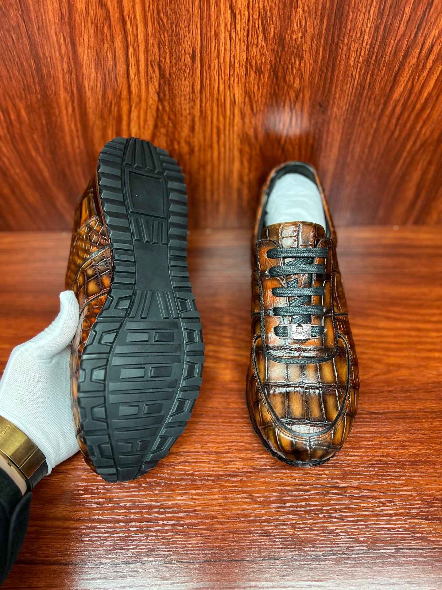Shoes made of genuine crocodile skin
