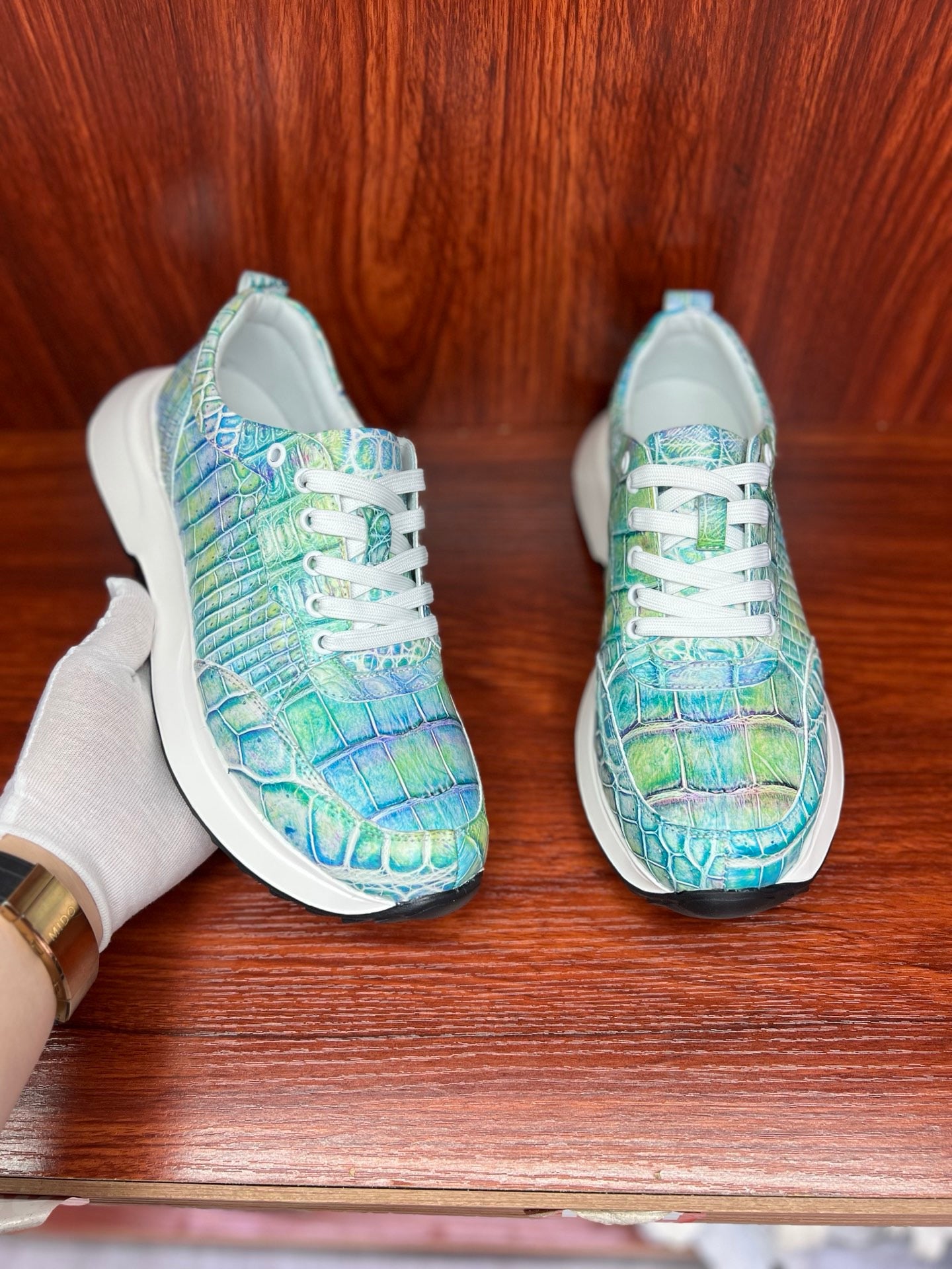 Shoes made of genuine crocodile skin