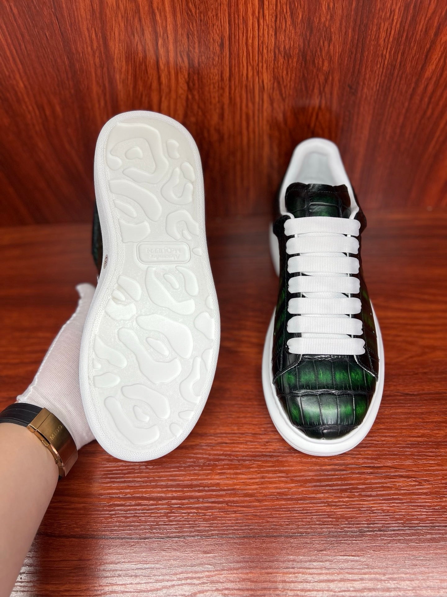 Shoes made of genuine crocodile skin
