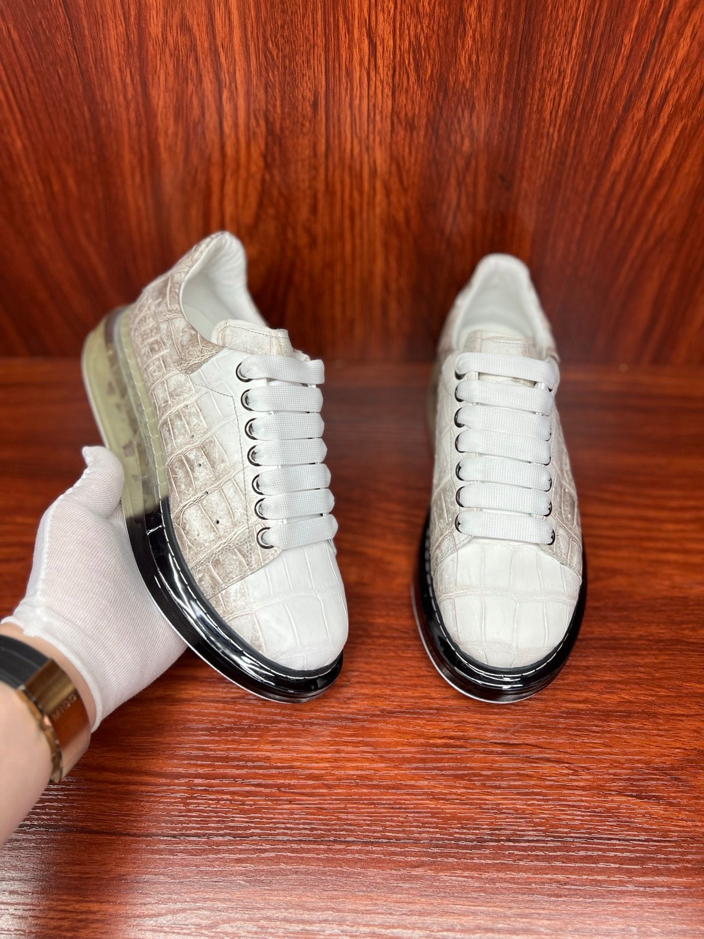 Shoes made of genuine crocodile skin