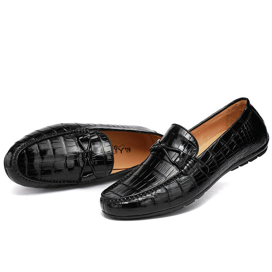 High-end Crocodile Leather Lazy Slip-on Casual Shoes
