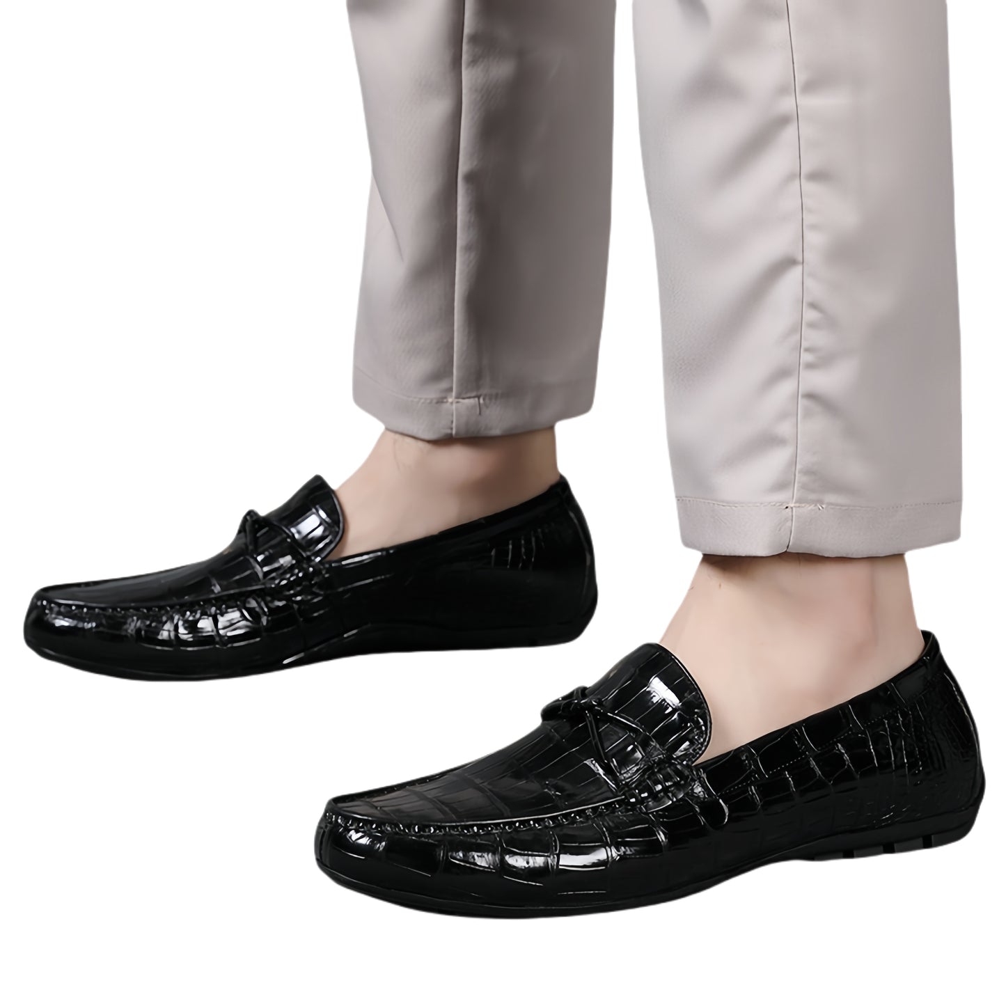 High-end Crocodile Leather Lazy Slip-on Casual Shoes