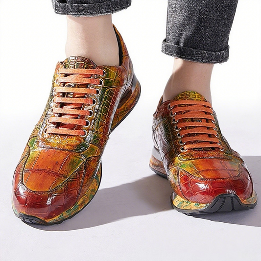 Nile crocodile leather pure hand-brushed sports shoes