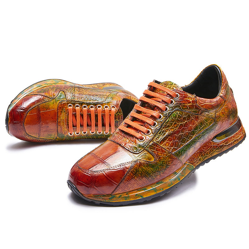 Nile crocodile leather pure hand-brushed sports shoes