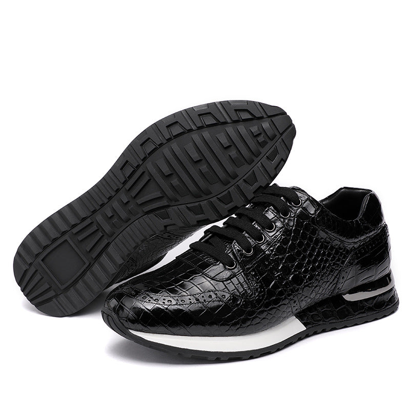Retro crocodile belly shoes men's shoes lace-up casual shoes