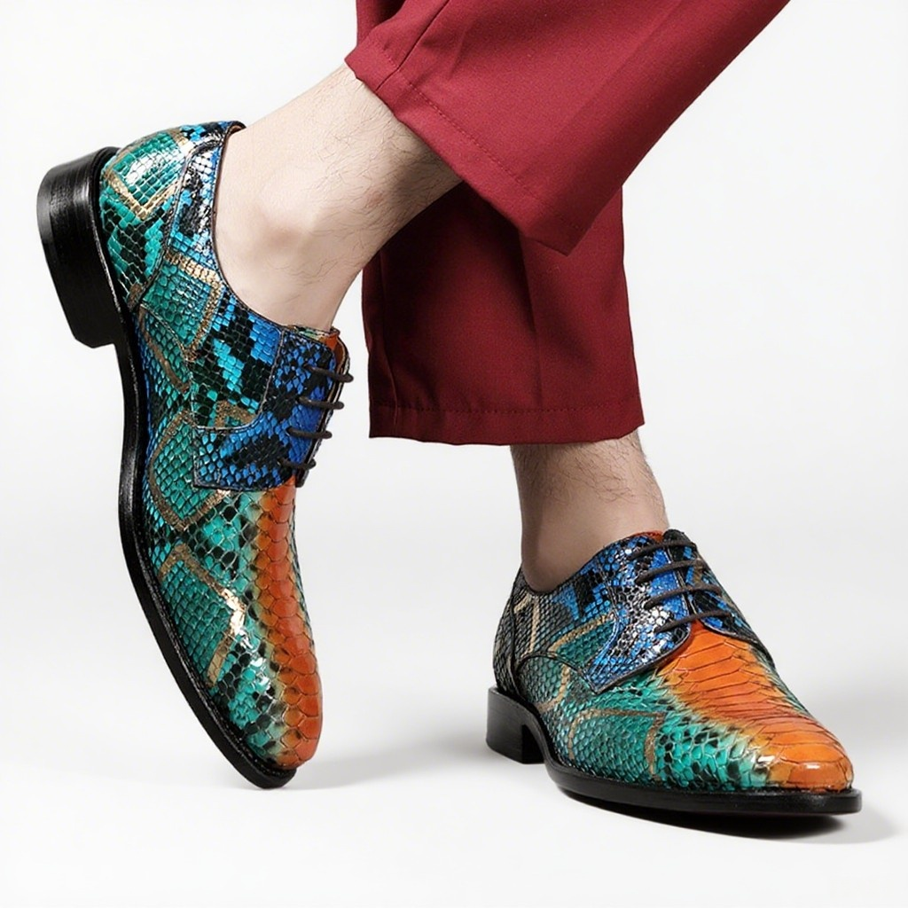 Python leather men's shoes