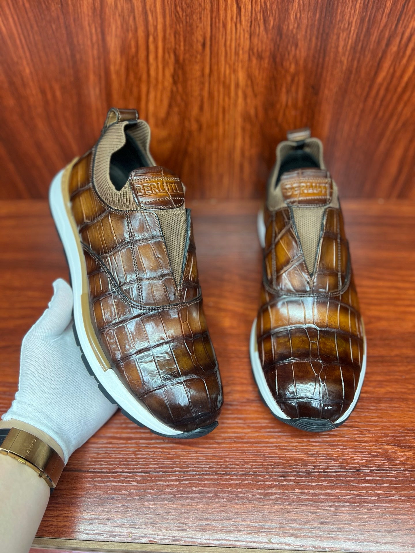 Shoes made of genuine crocodile skin