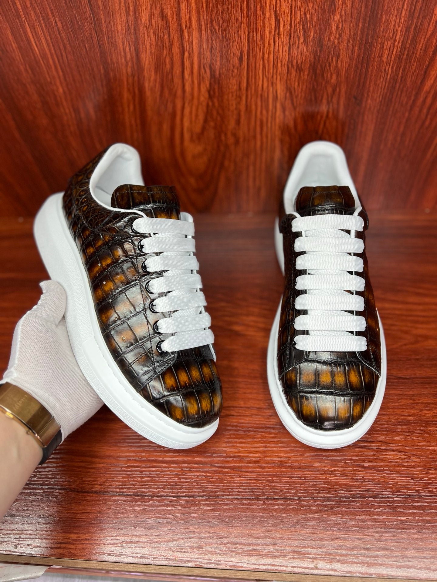 Shoes made of genuine crocodile skin