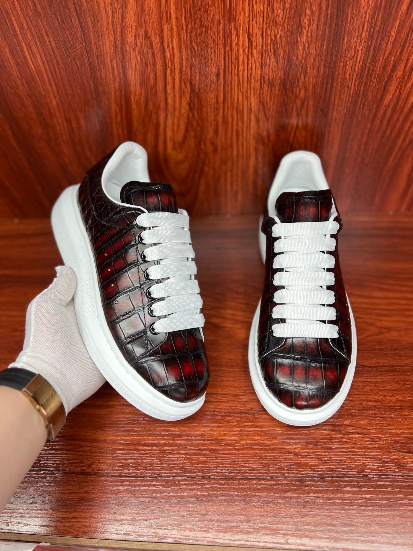 Shoes made of genuine crocodile skin