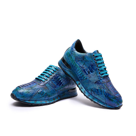 Ostrich leather pure hand-brushed fashion casual sports shoes