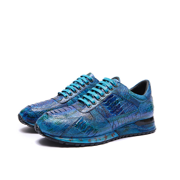 Ostrich leather pure hand-brushed fashion casual sports shoes