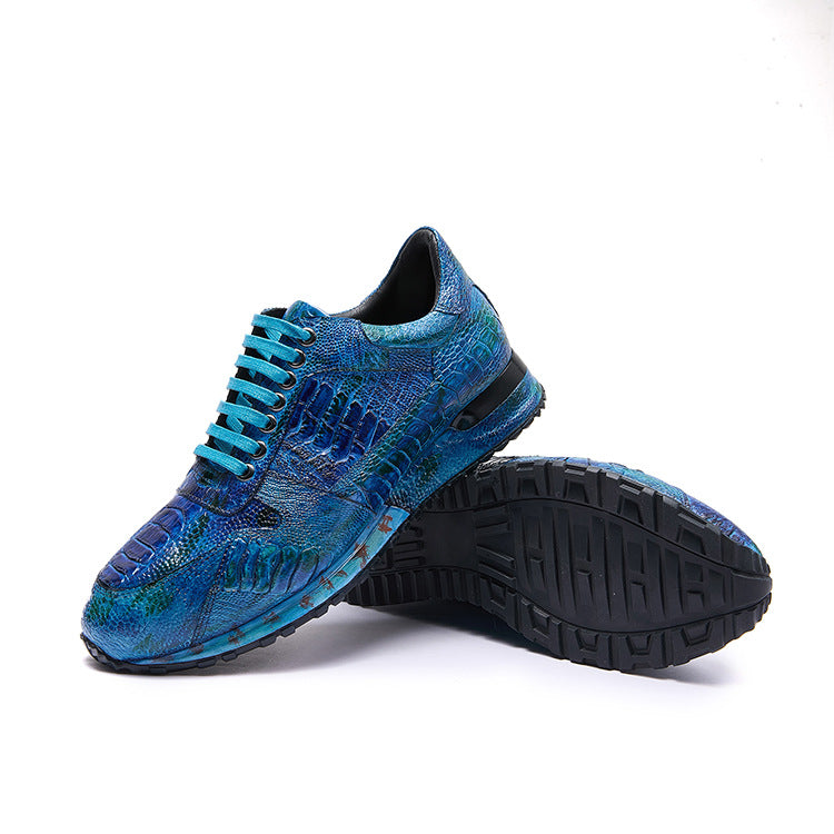 Ostrich leather pure hand-brushed fashion casual sports shoes