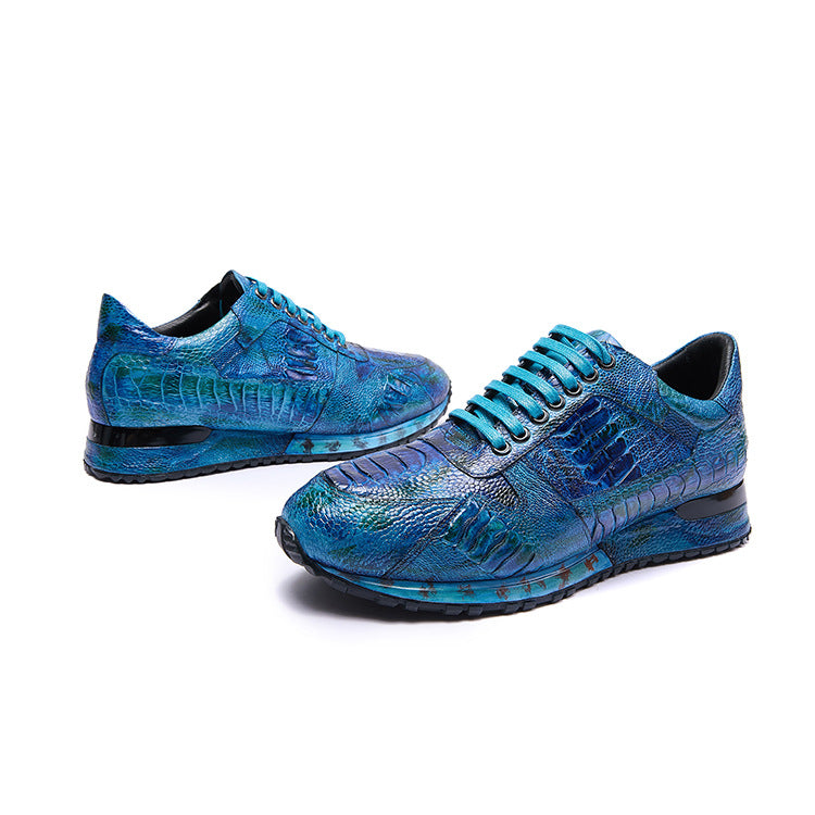 Ostrich leather pure hand-brushed fashion casual sports shoes
