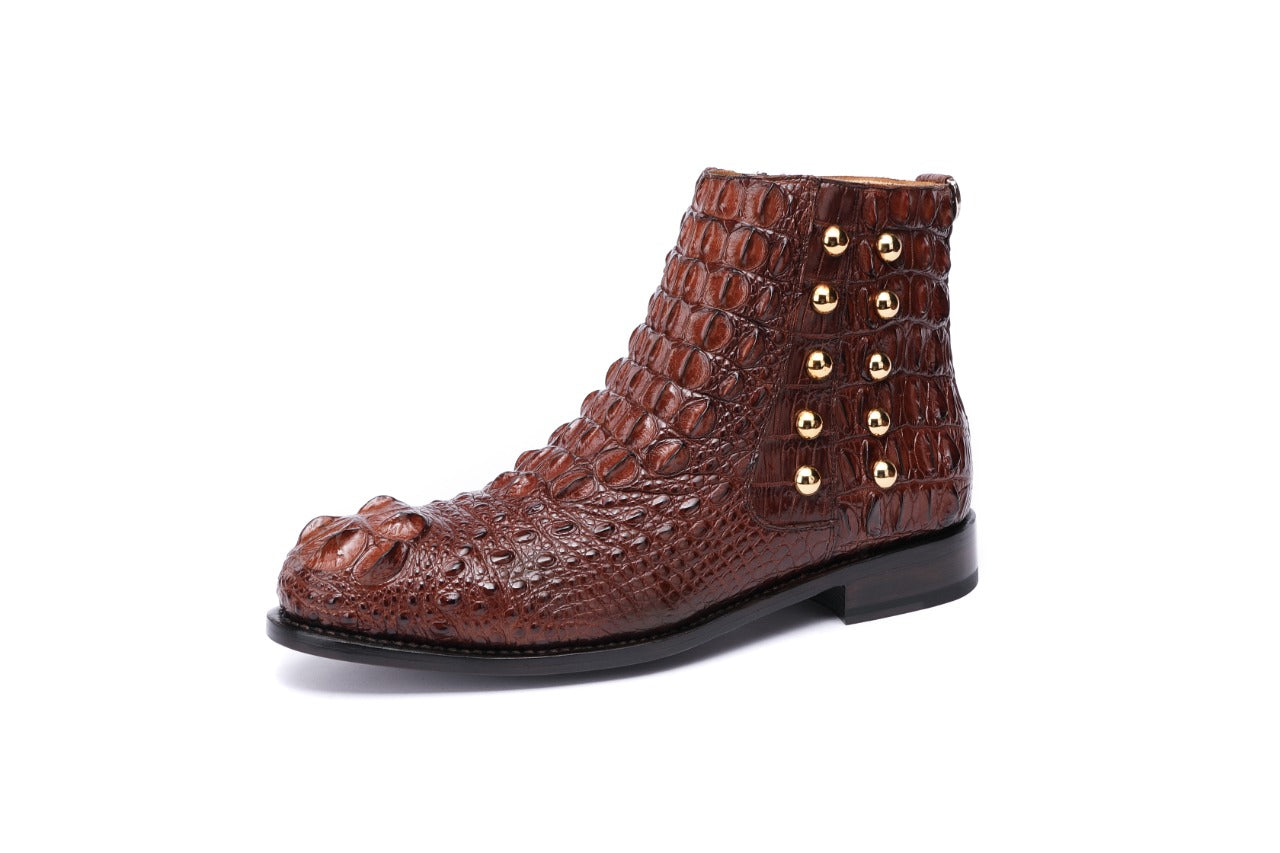 Real crocodile skin handmade boots