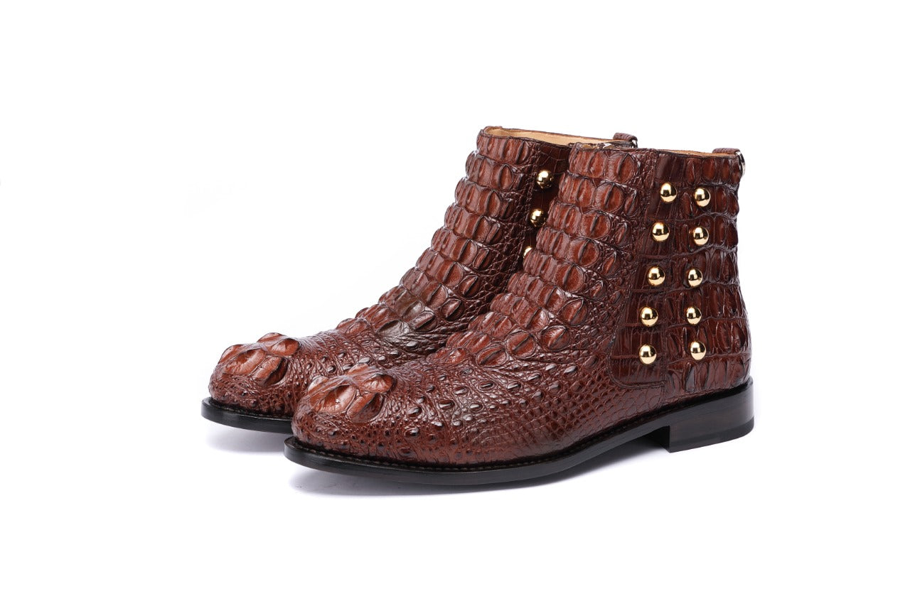 Real crocodile skin handmade boots
