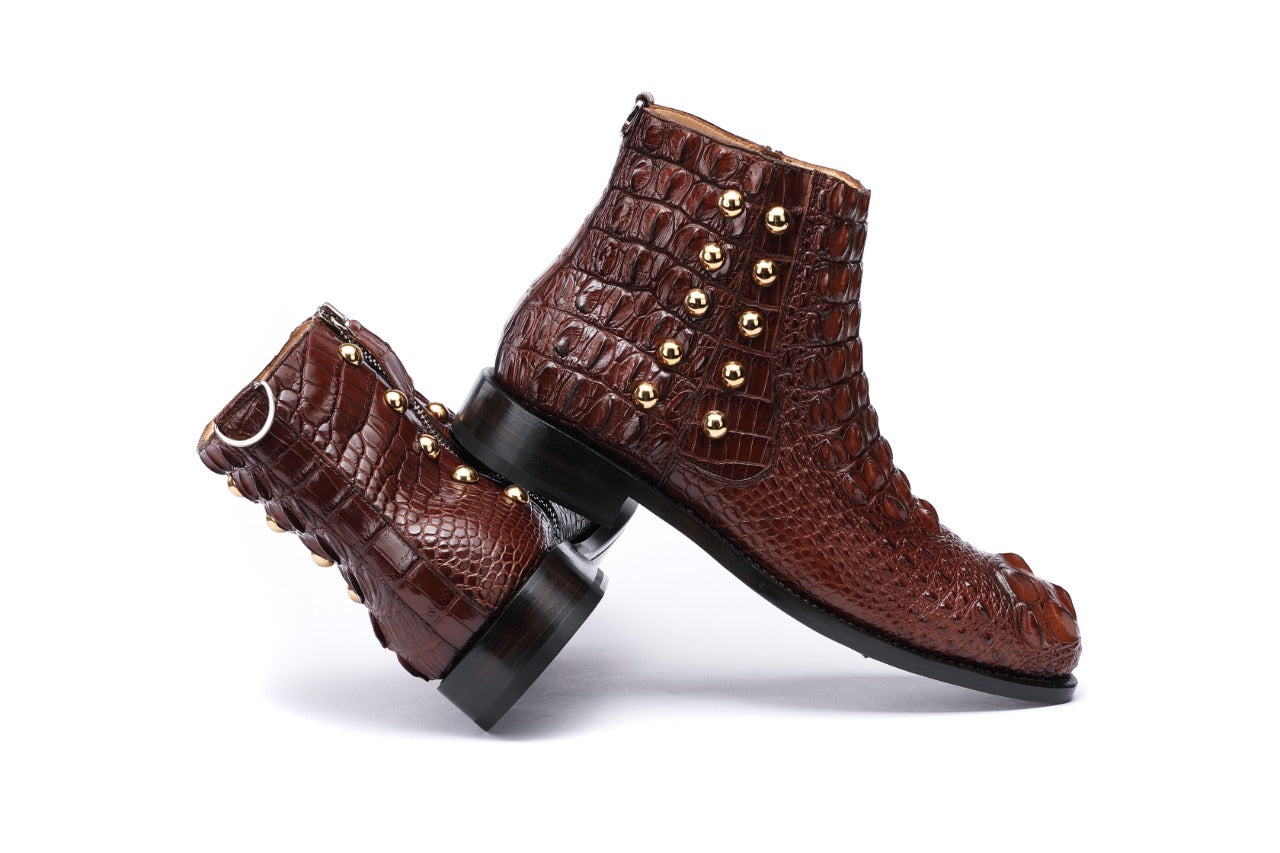 Real crocodile skin handmade boots